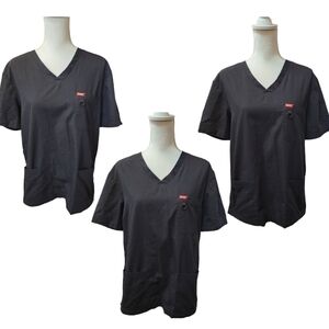 Lot of 3 Orange Standard Women's Black Scrub Tops, size Medium